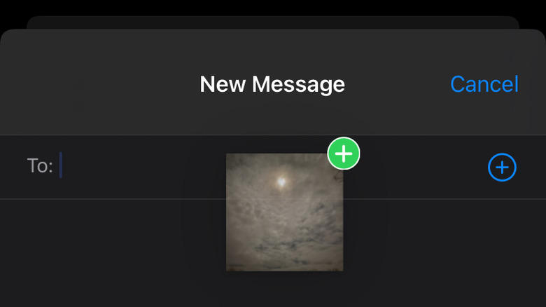Dragging an image into an iPhone message