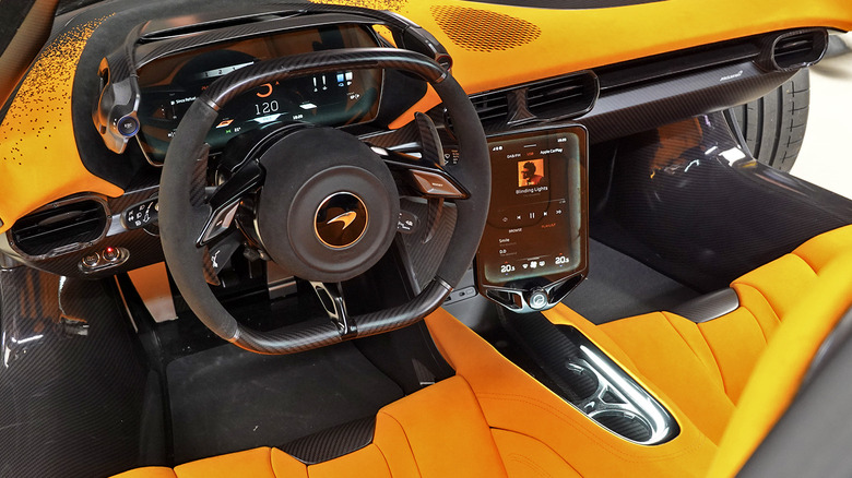 McLaren W1 steering wheel and dash detail