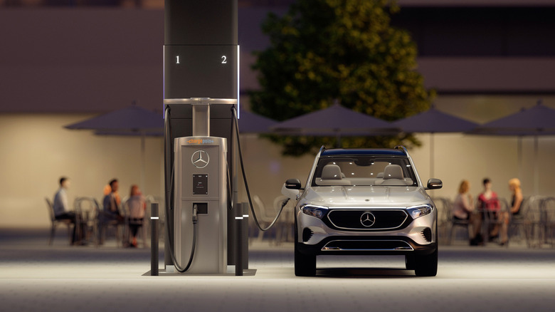 Mercedes charging station car parked