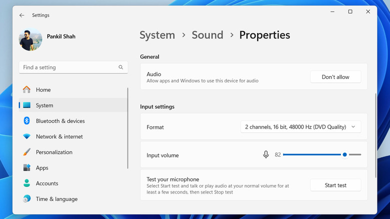 Microphone settings in Windows 11