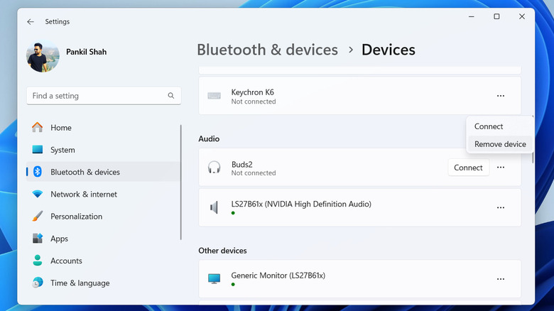 Remove Bluetooth device option in Windows 11