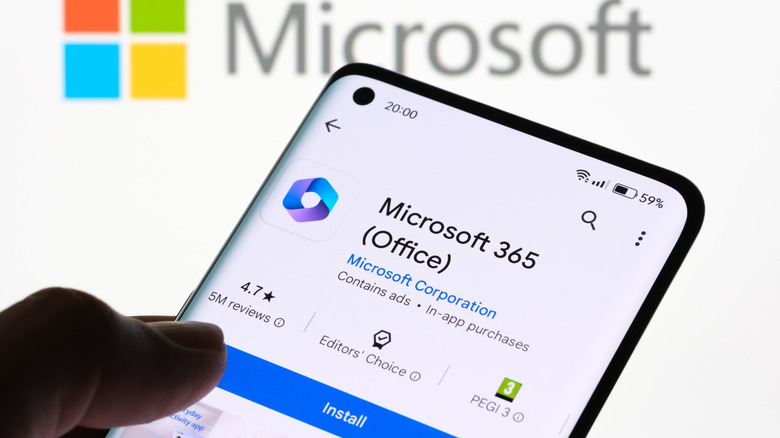 Microsoft 365 app in Play Store