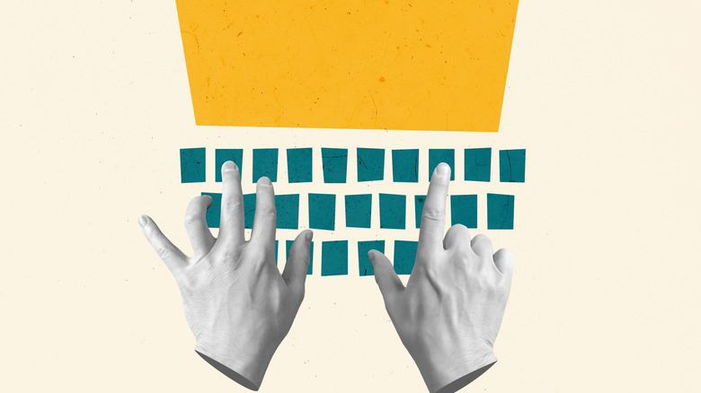 Abstract design concept of hands typing on keyboard