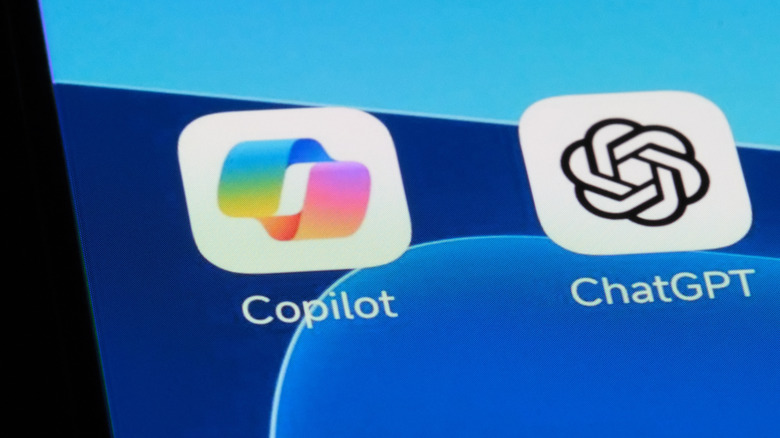 Copilot and ChatGPT app icons on iPhone home screen