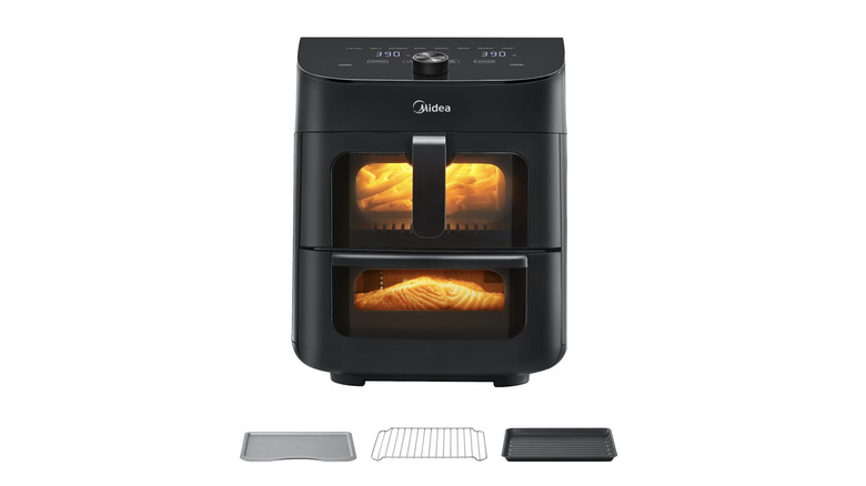 The Midea Two-Zone Air Fryer Oven and accessories