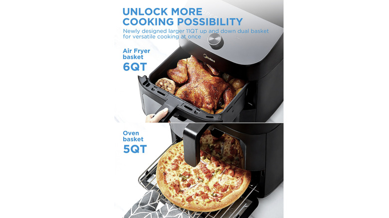 The Midea Two-Zone Air Fryer Oven capacity sizes