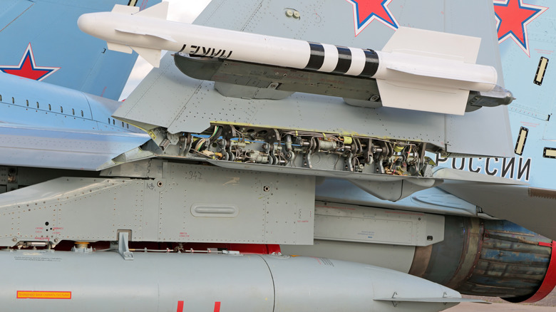 missiles on a MiG-29 parked on carrier 