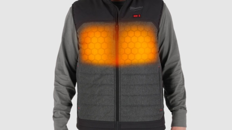 A stock image of a heated Milwaukee vest on a person