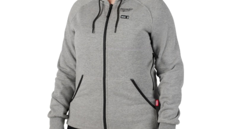 A gray Milwaukee heated hoodie stock image