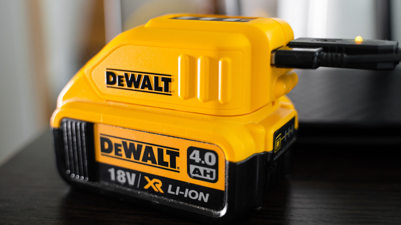 DeWalt USB charger being plugged in