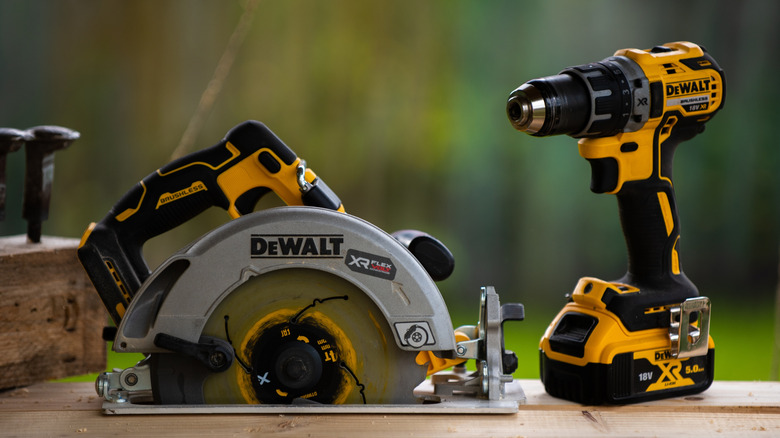 DeWalt saw next to DeWalt drill