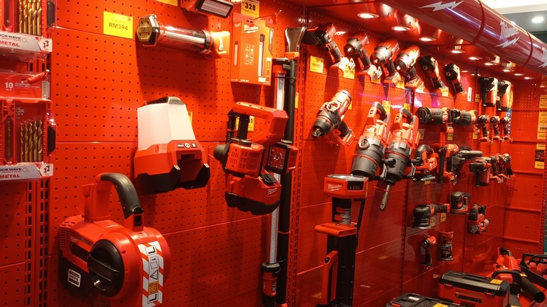 Milwaukee power tools in hardware store