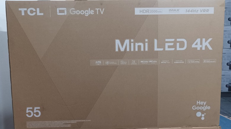 A TCL Mini-LED TV in box