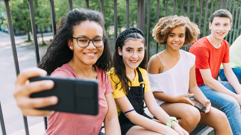 Children taking a selfie