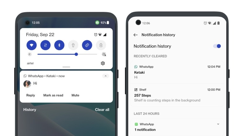 view Android notification history