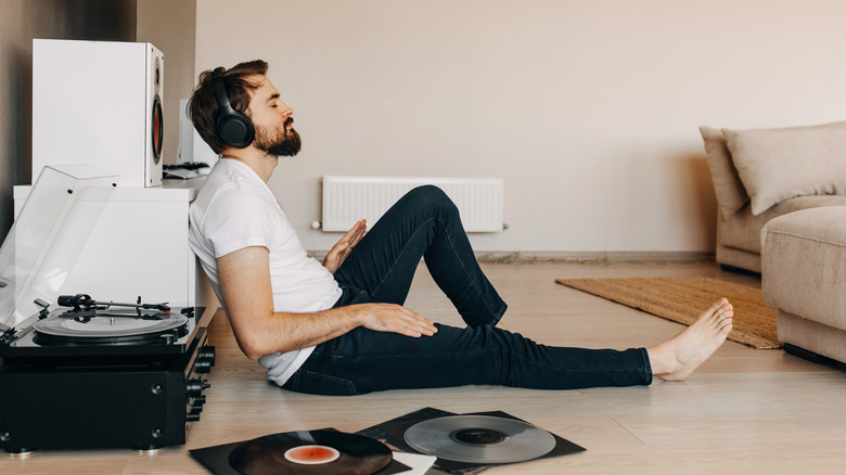 A man listening to music 