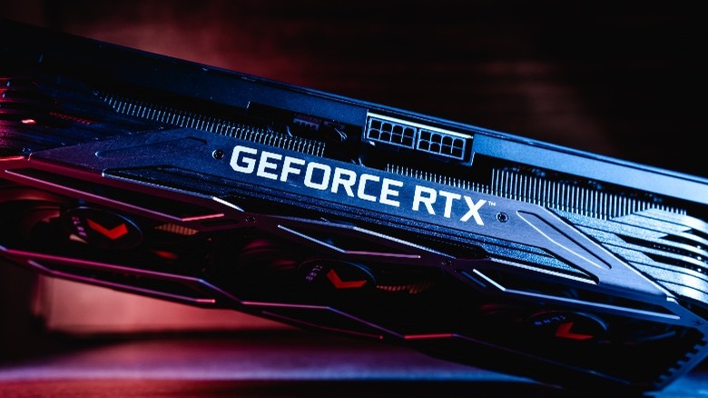GeForce RTX logo on top of NVIDIA card