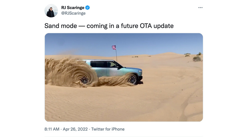 Rivian CEO teases new Sand mode for R1T and R1S electric trucks on Twitter