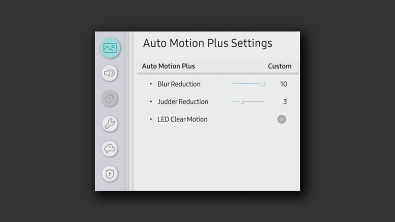 Motion smoothing option on Samsung TV