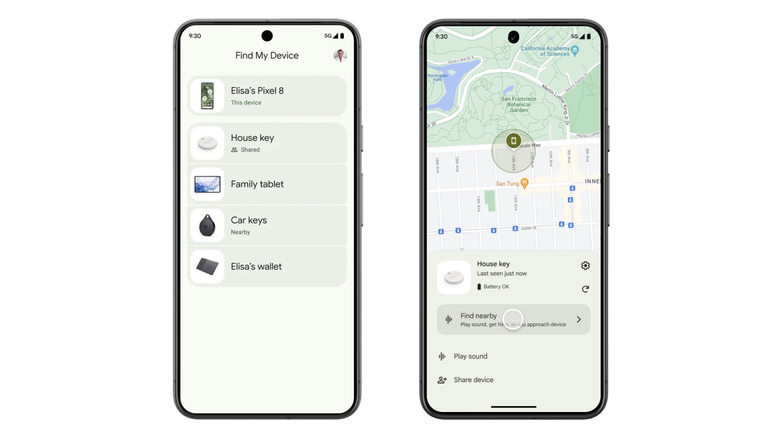 Screenshots of the Google Find My Device app