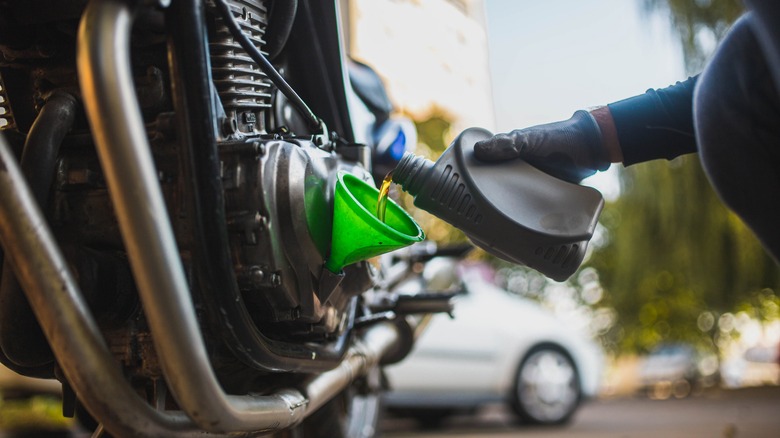 Filling Motorcycle With Oil