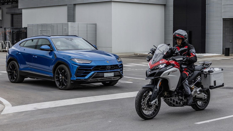 Lamborghini Urus and Ducati Multistrada in test case