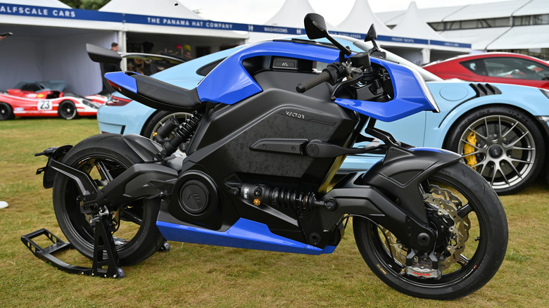 Blue vector electric motorcycle