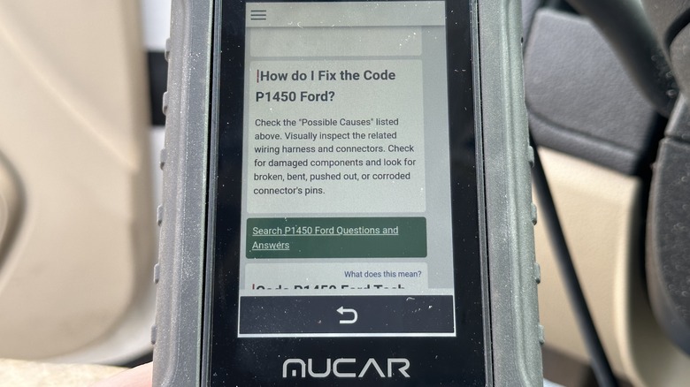 Scanner displaying a code