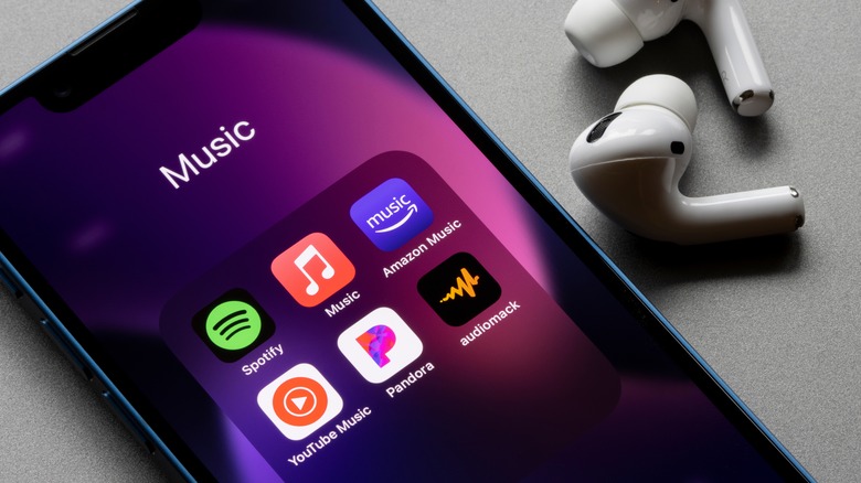 music apps on smartphone screen