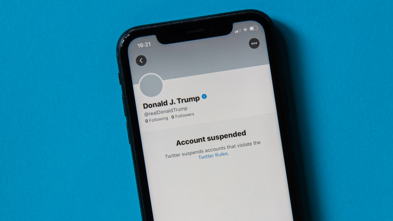 Trump account suspended phone