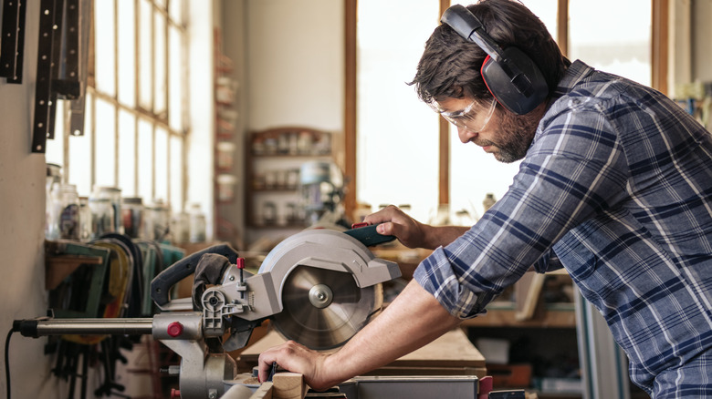 person using earmuffs