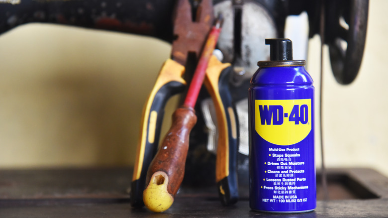 WD-40 next to tools