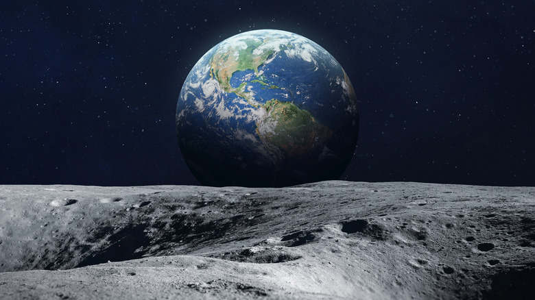 Artist's impression of the Earth as seen from the moon.