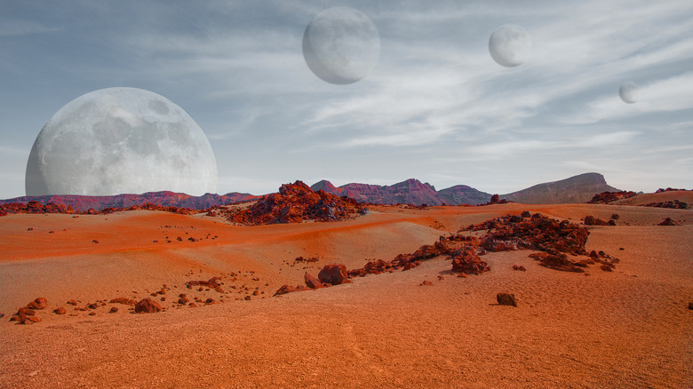 moons from red planet surface