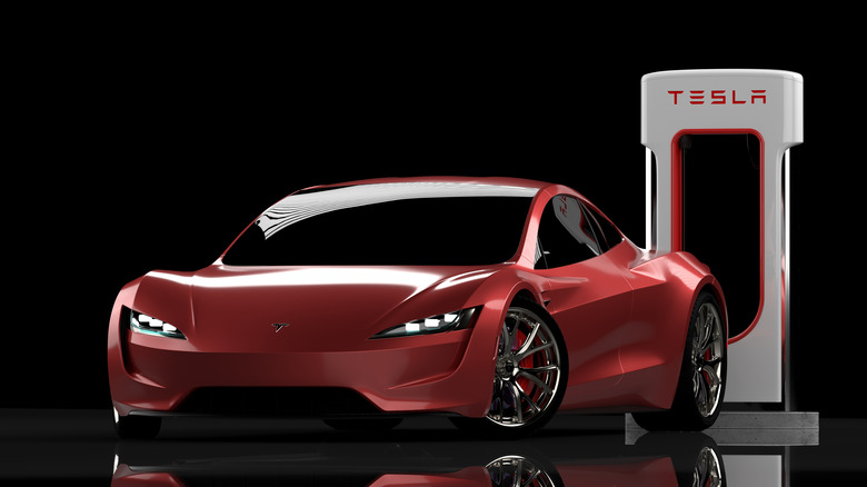 red tesla roadster