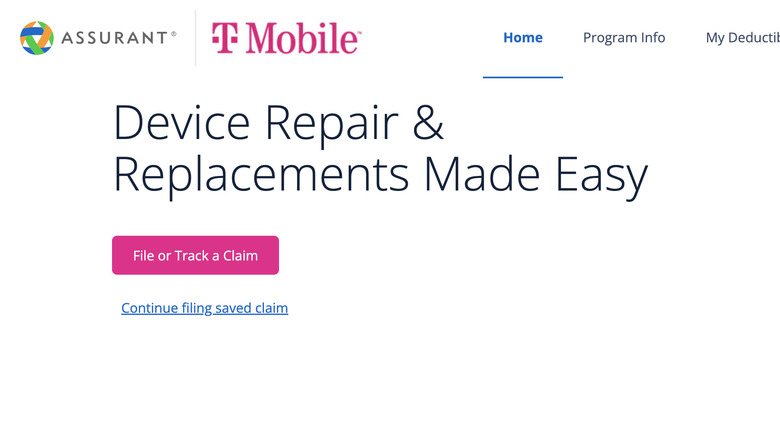 T-Mobile Device Repair homepage