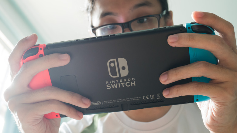 The rear panel of the Nintendo Switch.