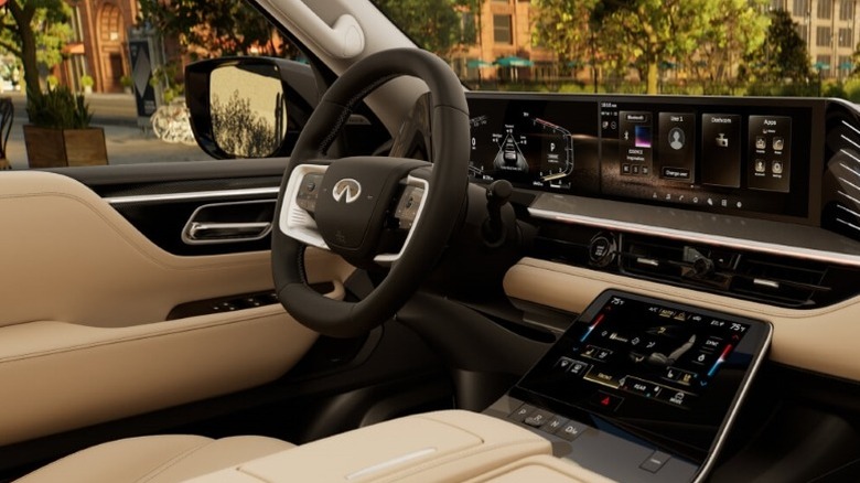 A shot of the 2025 Infiniti QX80 interior showing the infotainment system