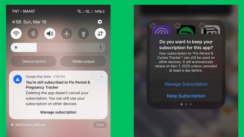 App subscription notification on Android and iOS