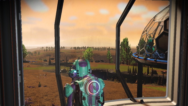 Looking out on a new base in No Man's Sky (Switch)