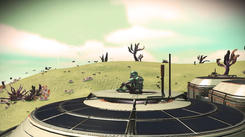 Resting after building a new base in No Man's Sky (Switch)