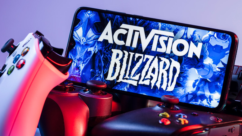 Activision Blizzard logo on phone