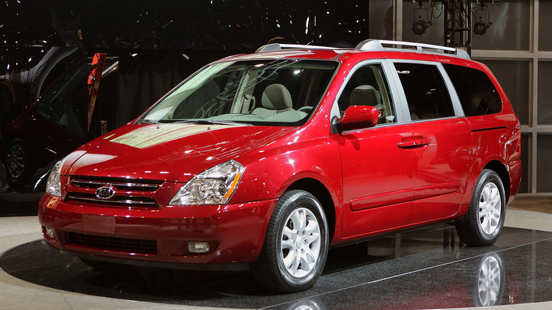 Kia Sedona displayed at auto show