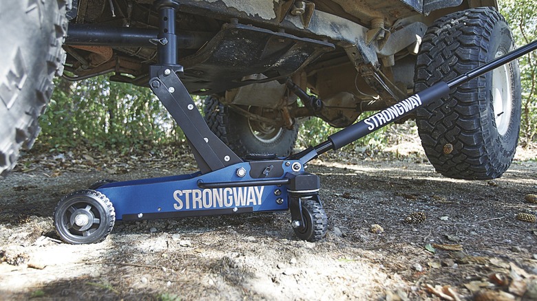 Strongway off-road floor jack lifting a vehicle