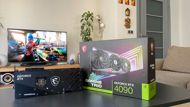 RTX 4090 with box and TV