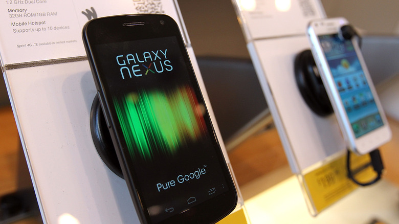 Galaxy Nexus phone on display