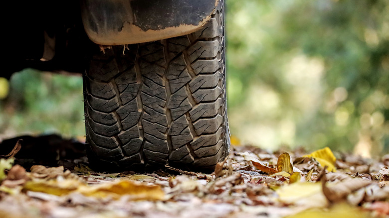 4x4 tire on uneven terrain