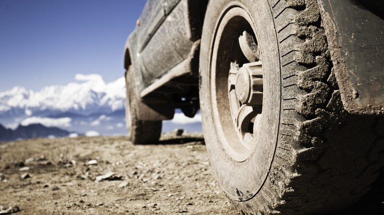 Dust-covered off-road vehicle