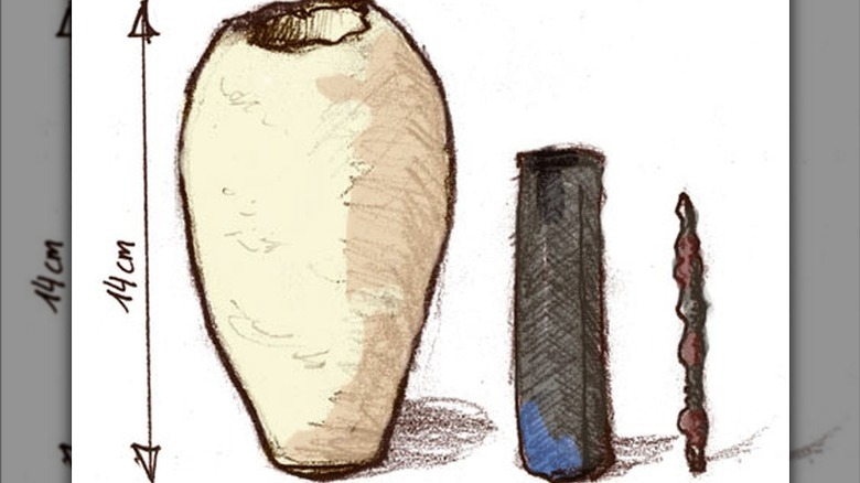 Drawing of Baghdad Battery from different pictures of the museum artifacts