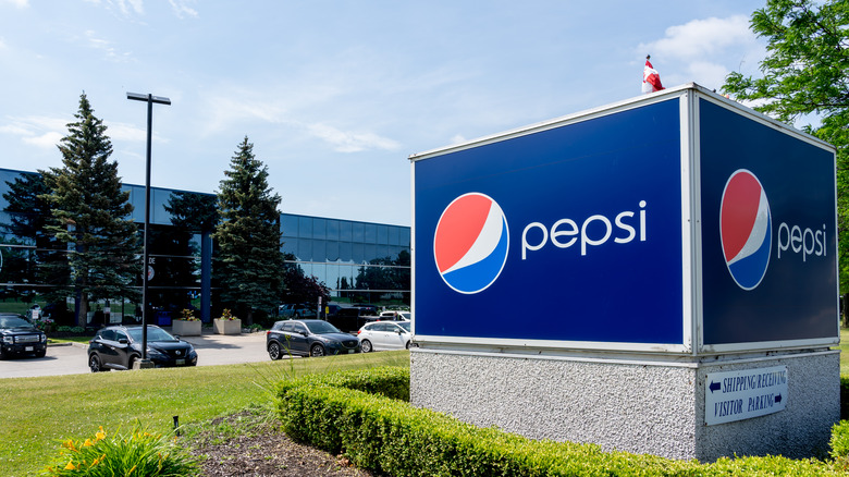 Pepsi building outdoors sign